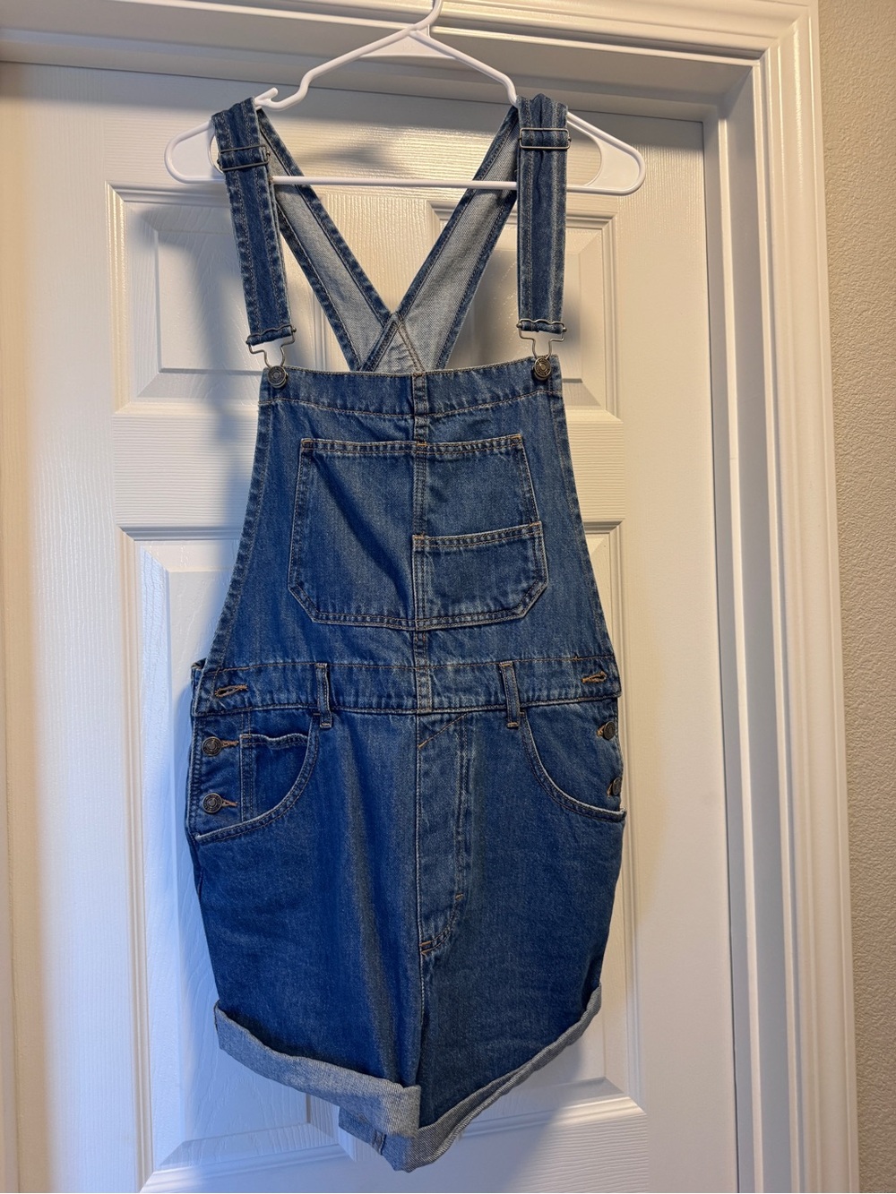 Free People We The Free Light Blue Denim Overalls